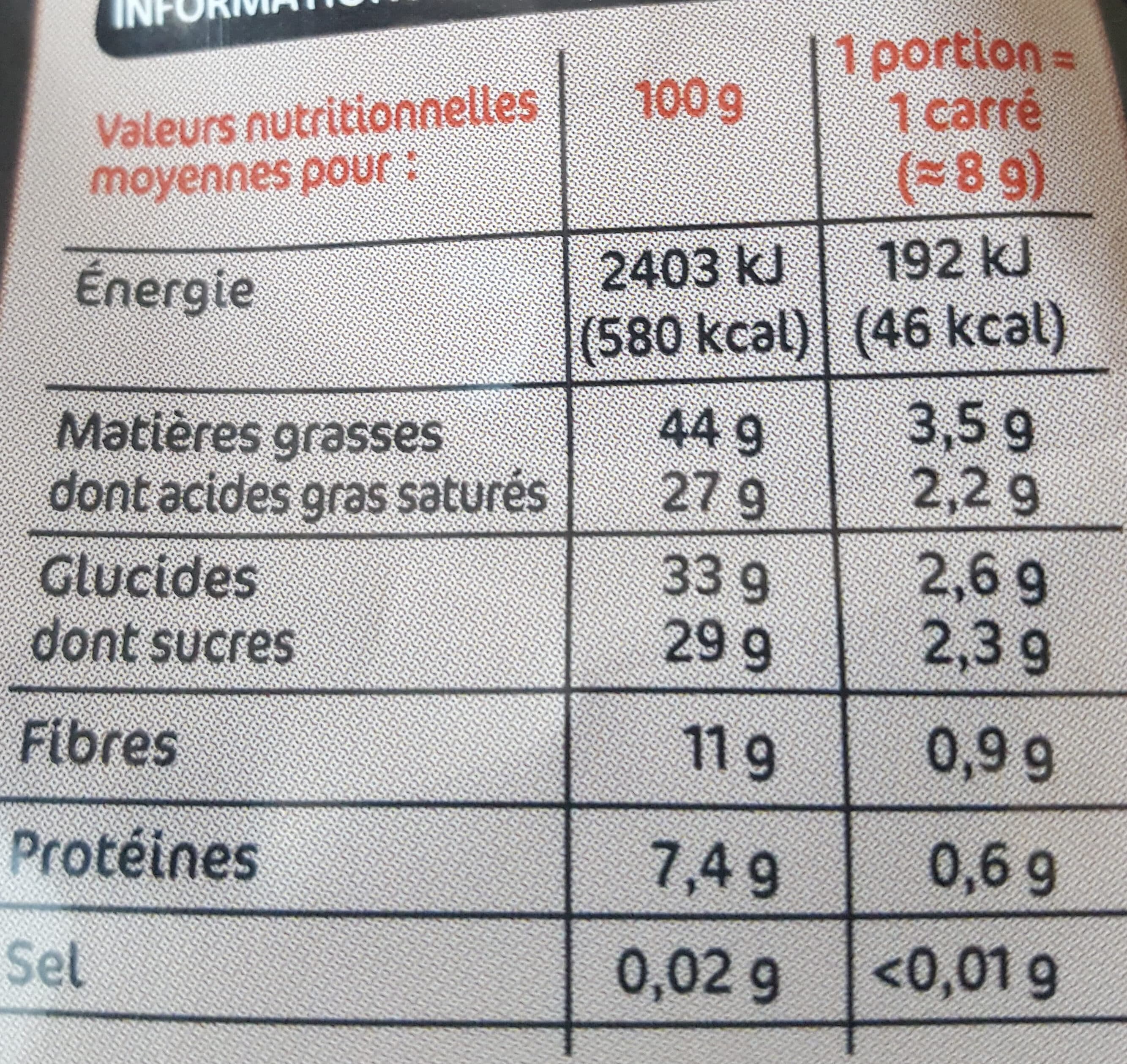 Marque Repère Noir extra 72% packshot