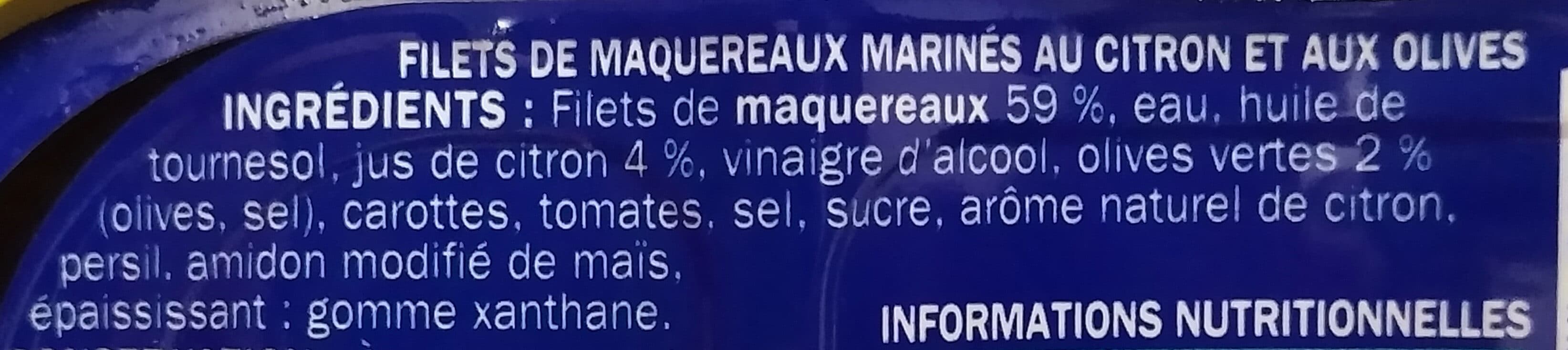 Marque Repère Filets de Maquereaux citron et olives packshot