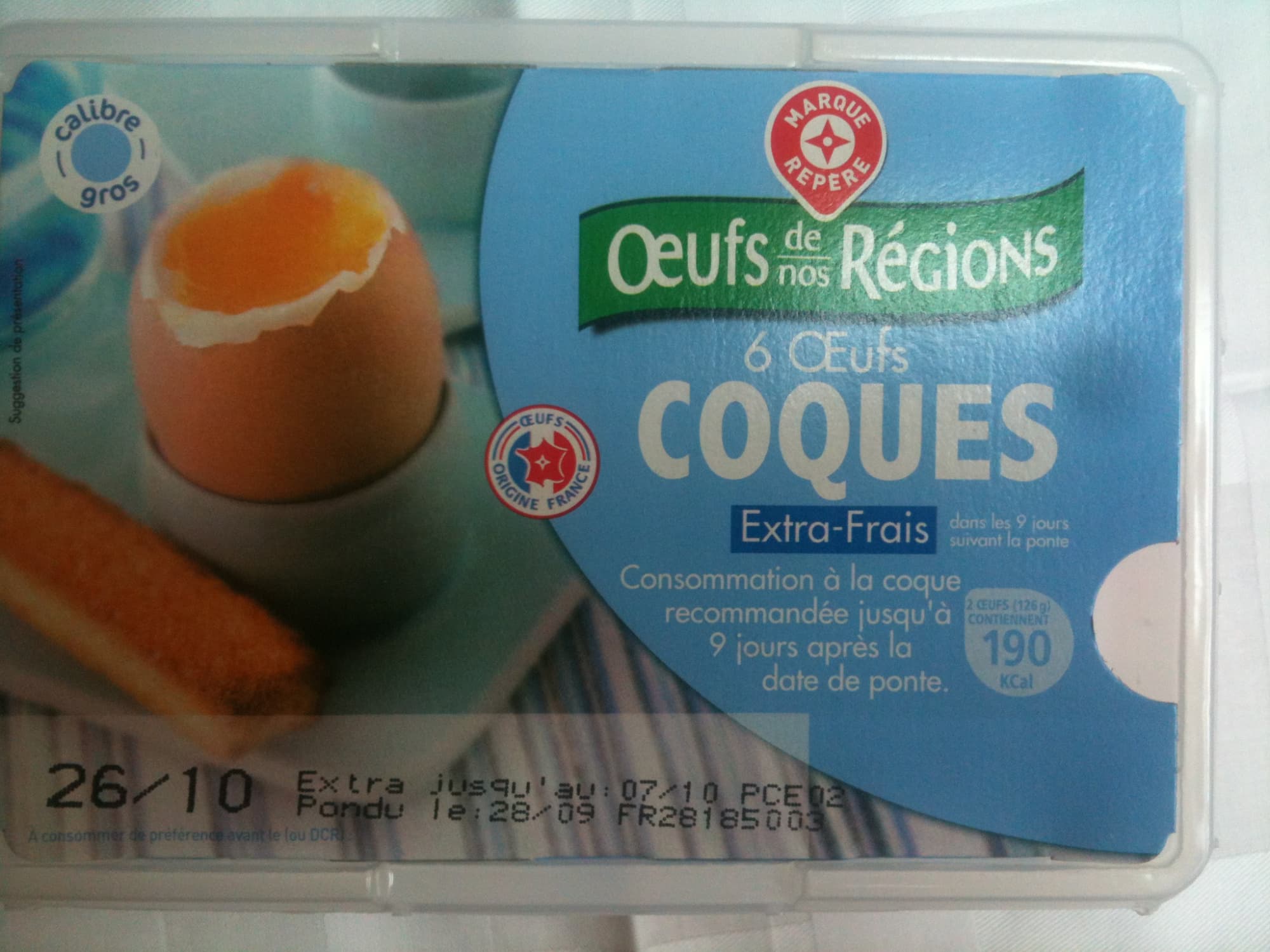 Marque Repère Oeufs gros coques extra frais x6 packshot