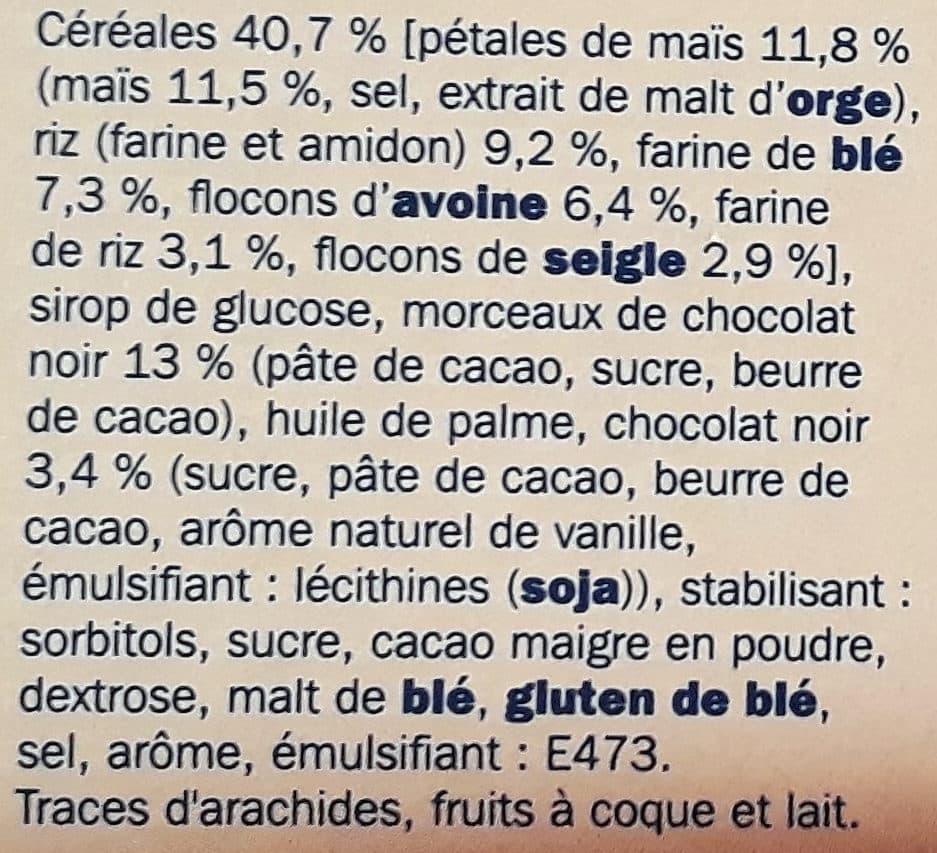 Marque Repère Barres céréales chocolat noir packshot