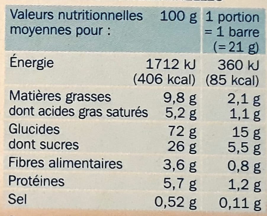 Marque Repère Barres céréales chocolat noir packshot