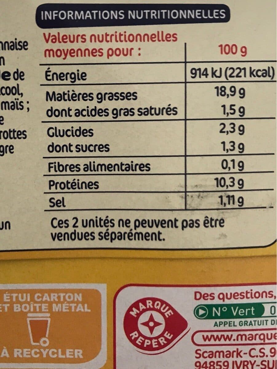 Marque Repère Thon sauce à la mayonaise 135 g x 2 packshot