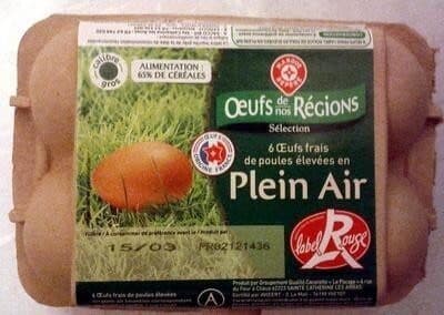 Oeufs de Nos Régions Oeufs plein air Label Rouge x6 packshot