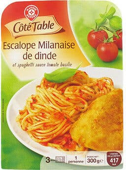 Marque Repère Escalope de Dinde Milanaise et Spaghetti Sauce Basilic packshot