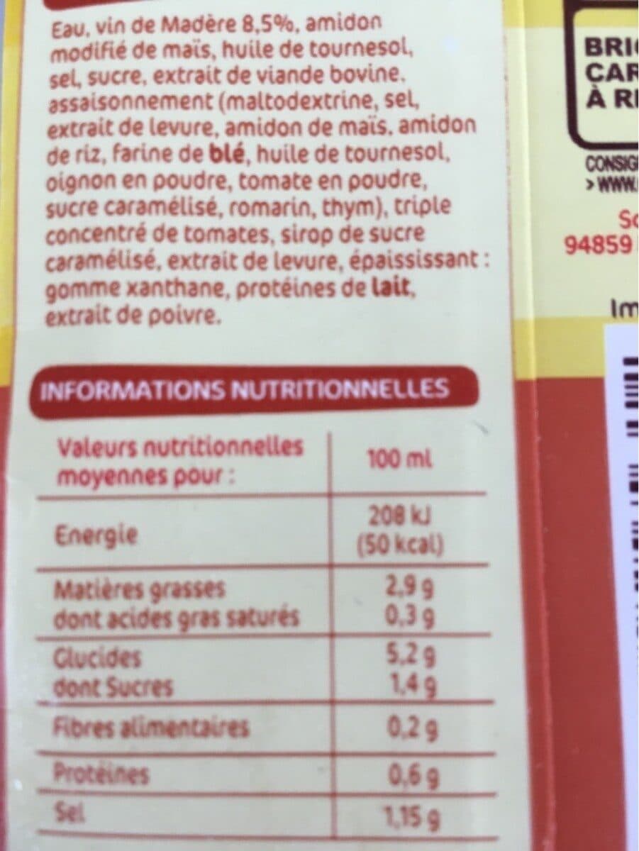 Marque Repère Sauce Madère packshot