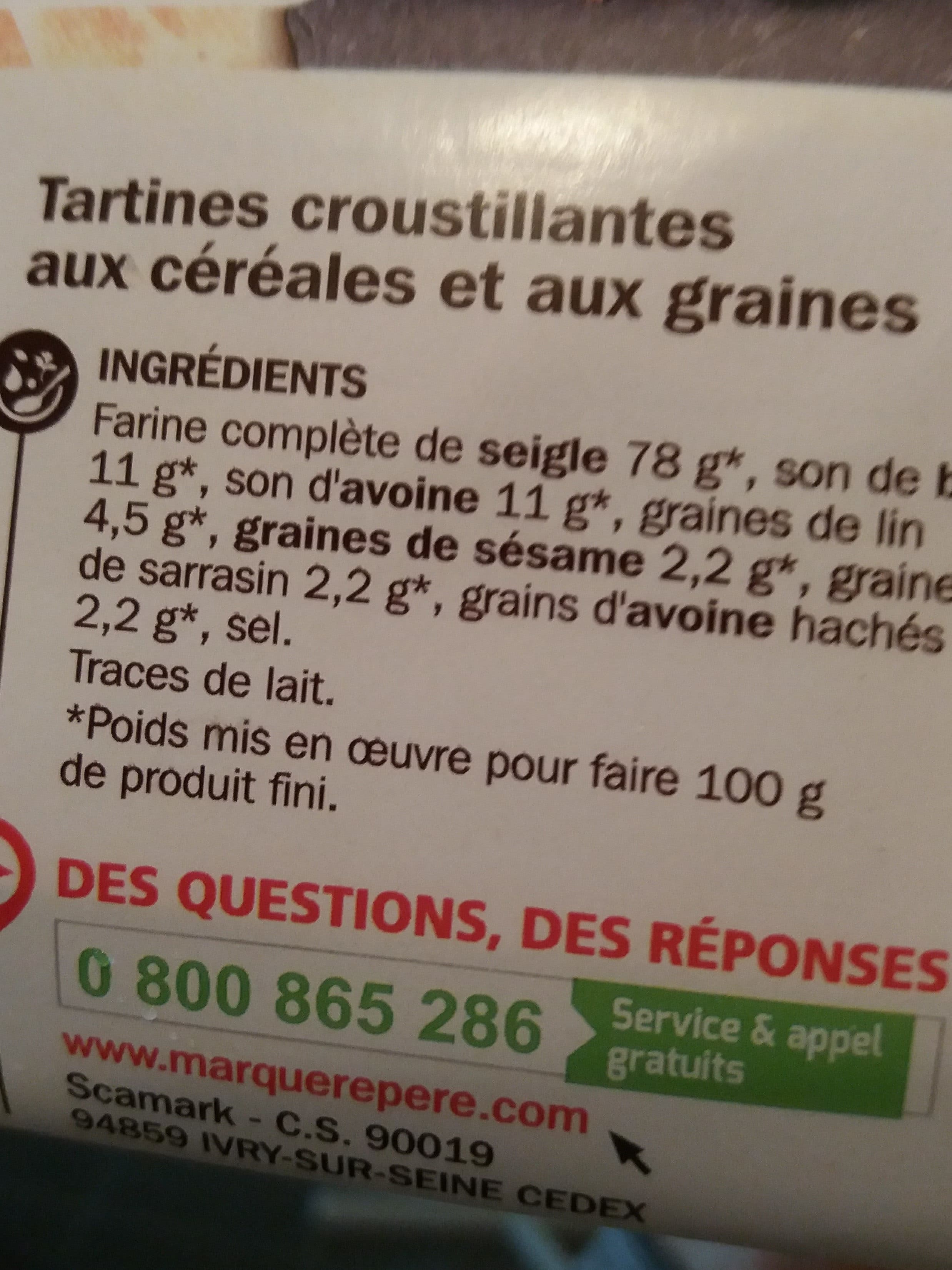 Marque Repère Tartines les croustillants céréales packshot