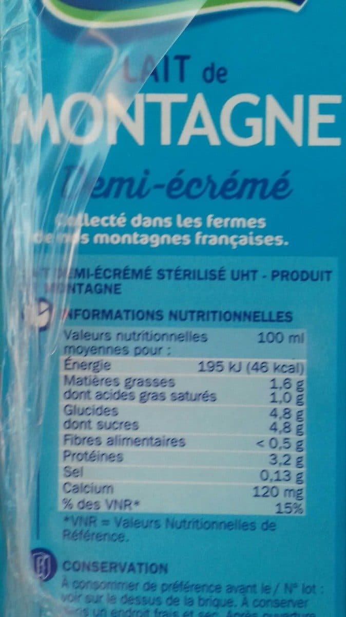 Délisse Lait de montagne demi-écrémé brique packshot