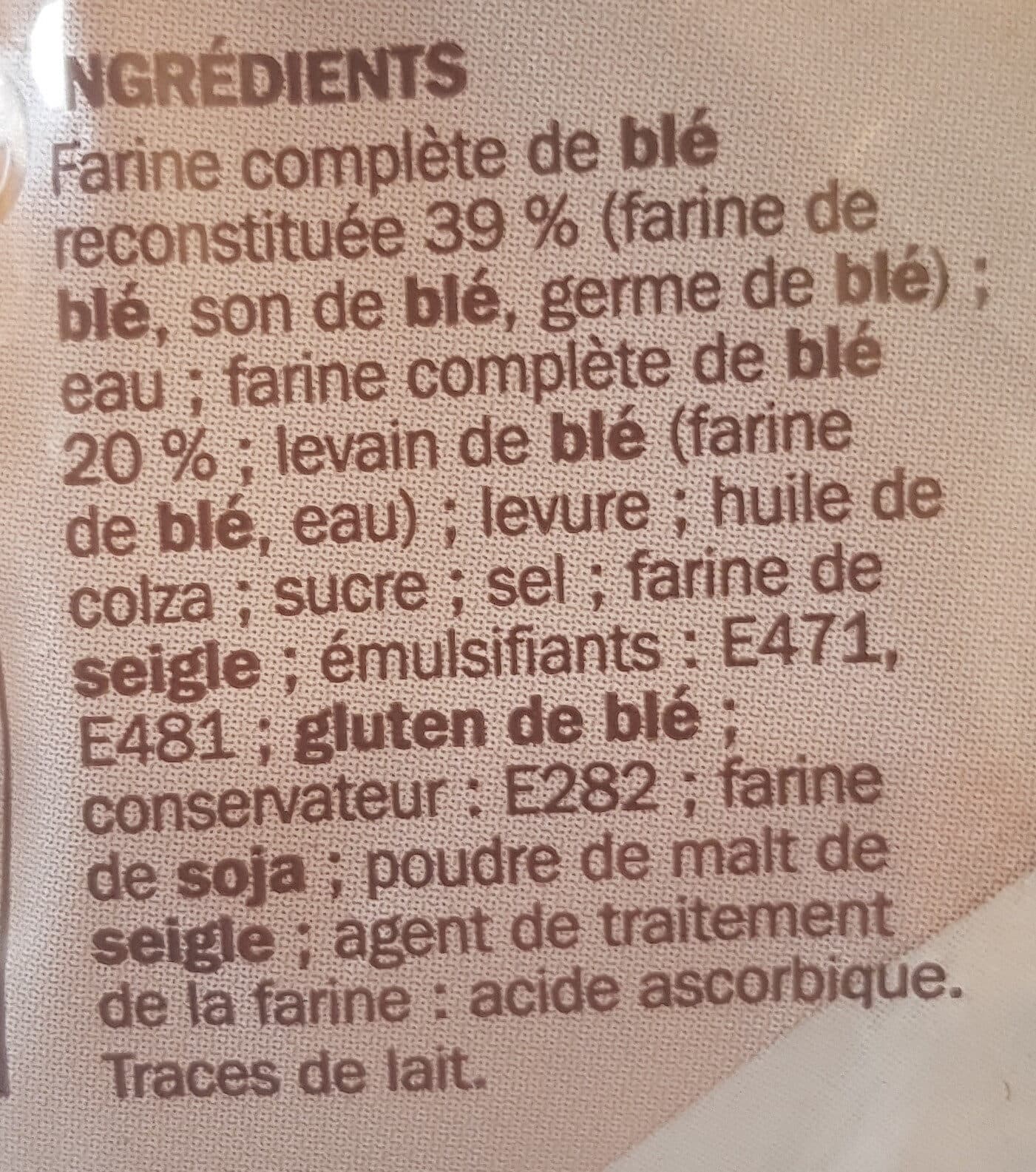 Marque Repère Pain de mie grandes tranches complet packshot