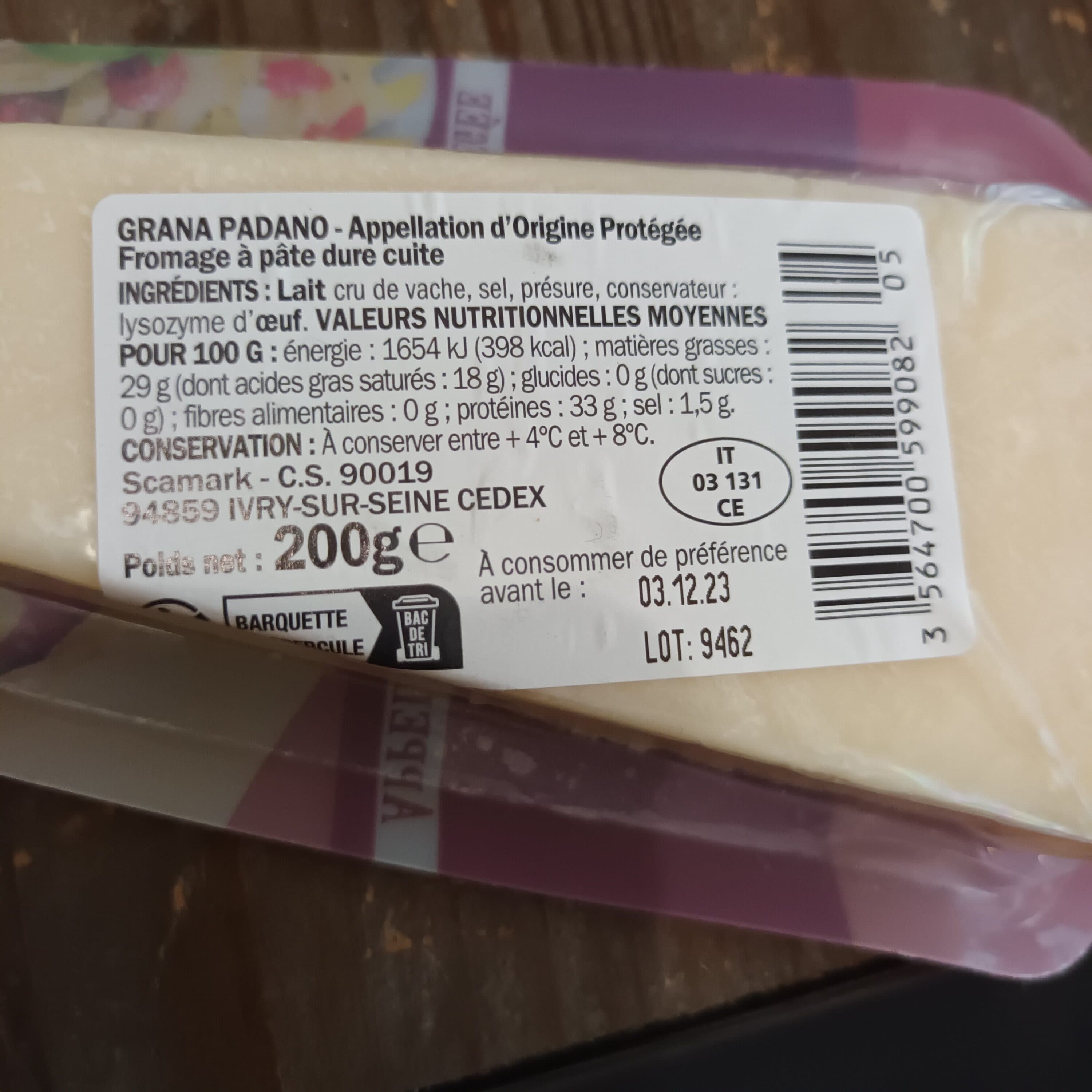 Marque Repère Grana padano 28 % Mat. Gr. packshot