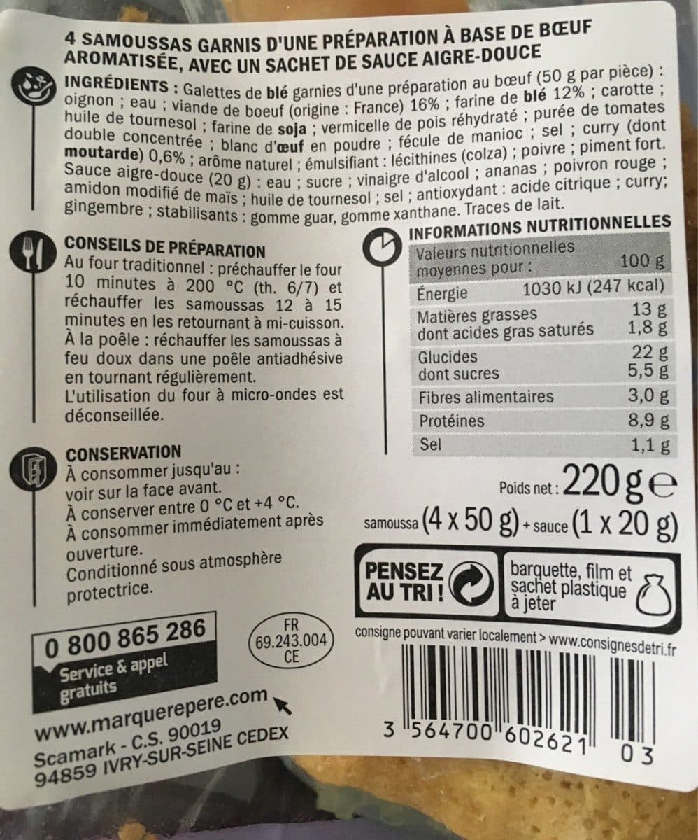 Marque Repère Samoussas au boeuf packshot