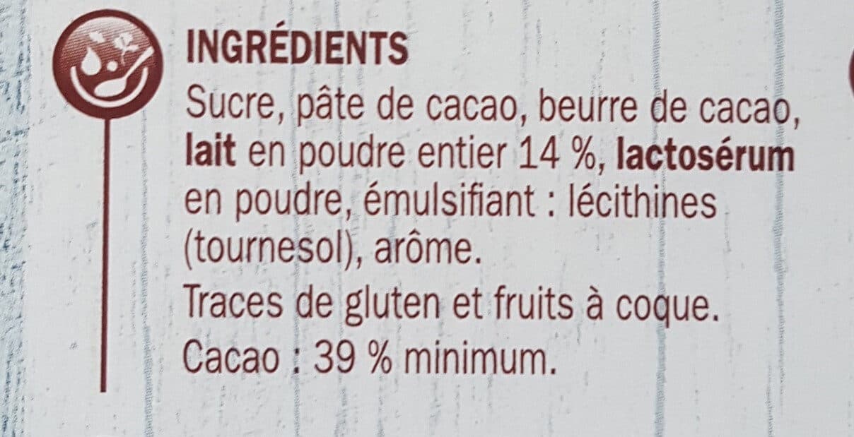 Marque Repère Chocolat au lait pâtissier packshot