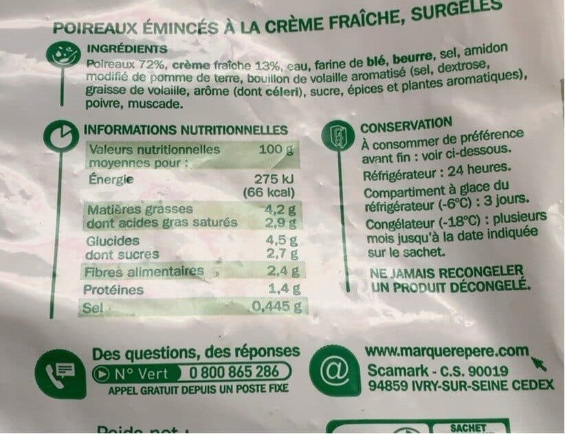 Marque Repère Eminces poireaux A la creme packshot
