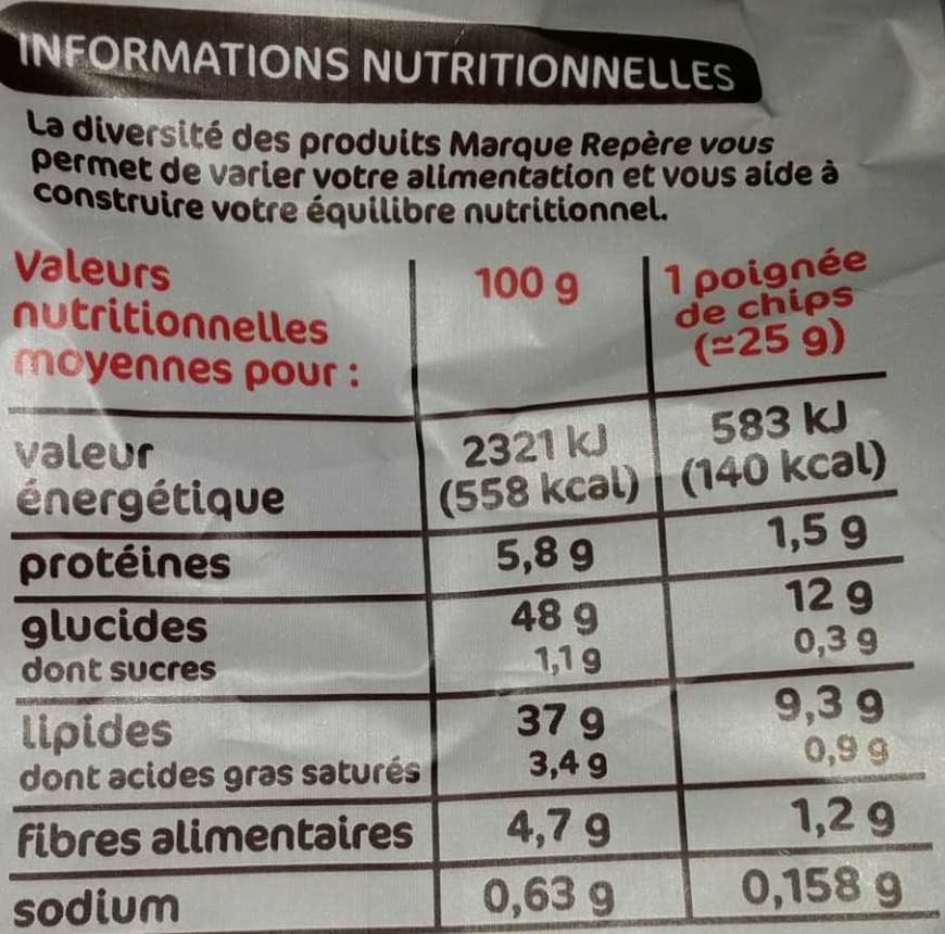 Marque Repère Chips à l'ancienne saveur jambon fumé packshot
