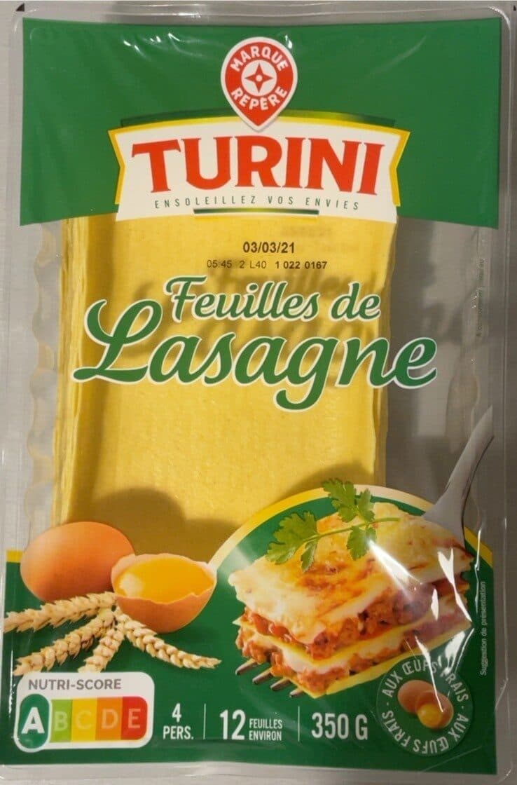 Marque Repère Feuilles de lasagne packshot