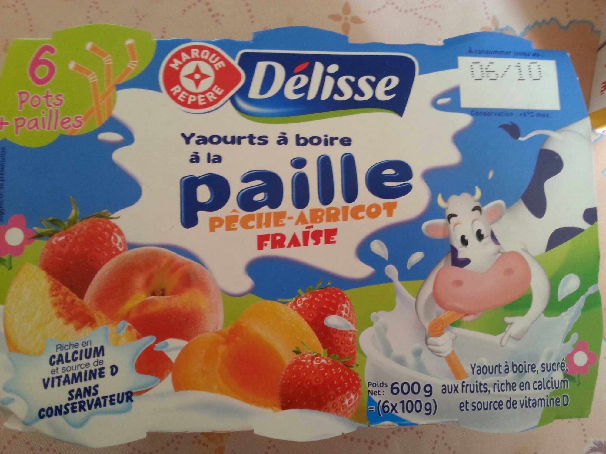 Délisse Yaourt à boire à la paille pêche/abricot et fraise packshot