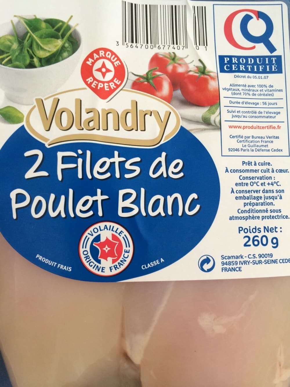 Marque Repère 2 Filets de Poulet Blanc packshot