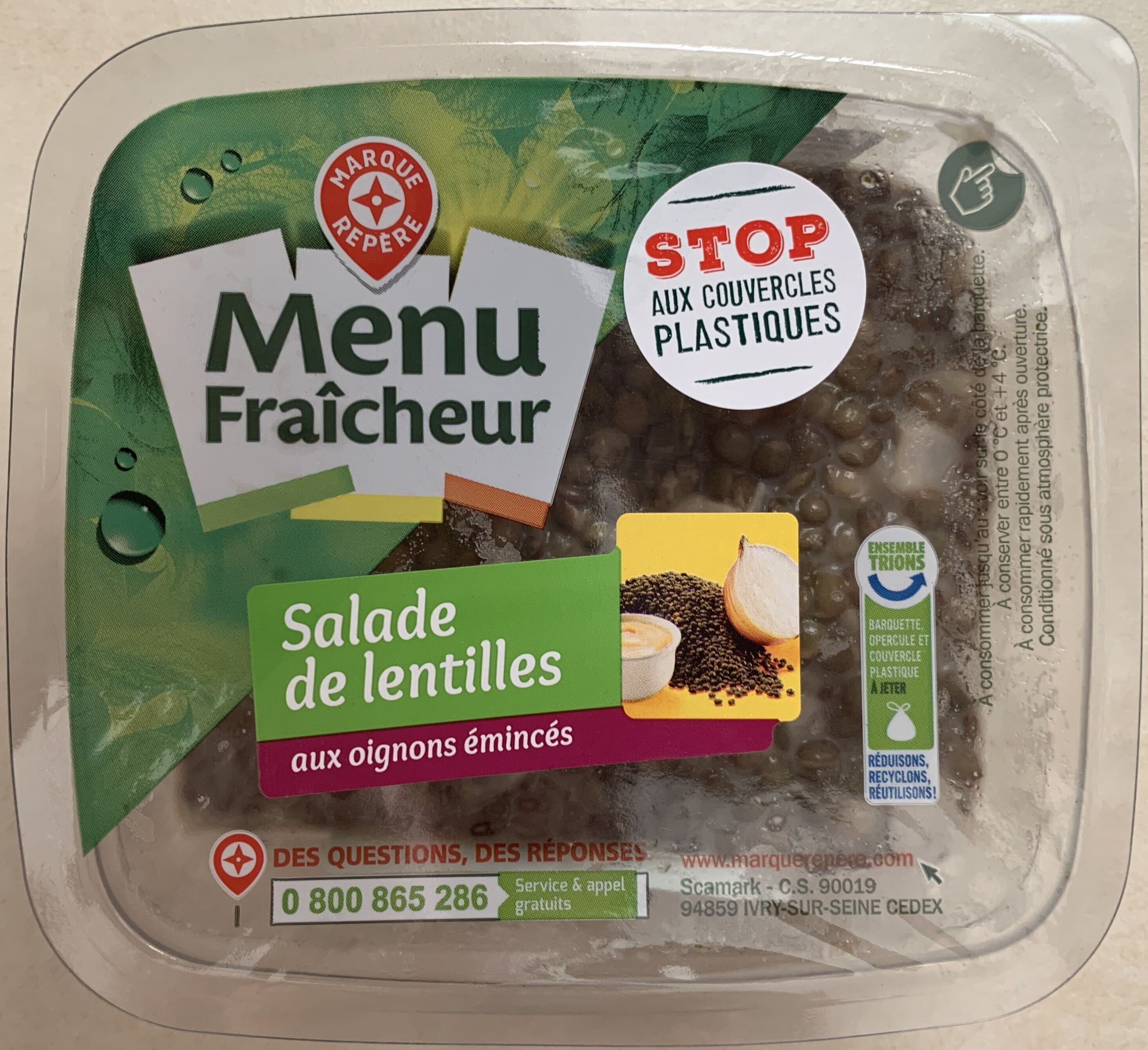 Marque Repère Salade de lentilles aux oignons émincés packshot