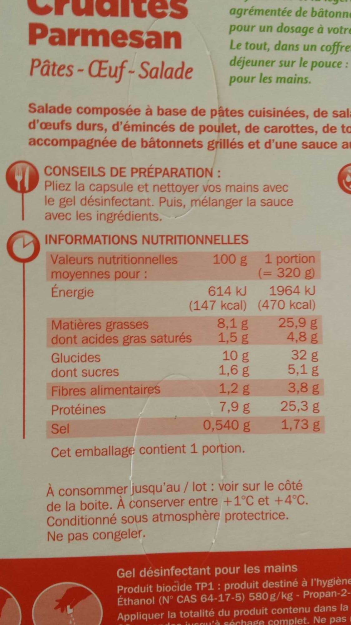 Marque Repère Salade poulet crudités parmesan - coffret packshot