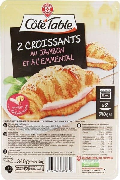 Marque Repère Croissants au jambon et à l'emmental x 2 packshot