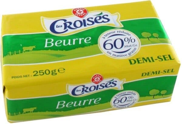 Les Croisés Beurre allégé demi-sel 60% Mat. Gr. packshot