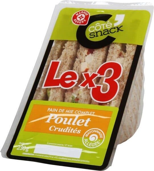 Marque Repère Sandwich club triple poulet crudités packshot