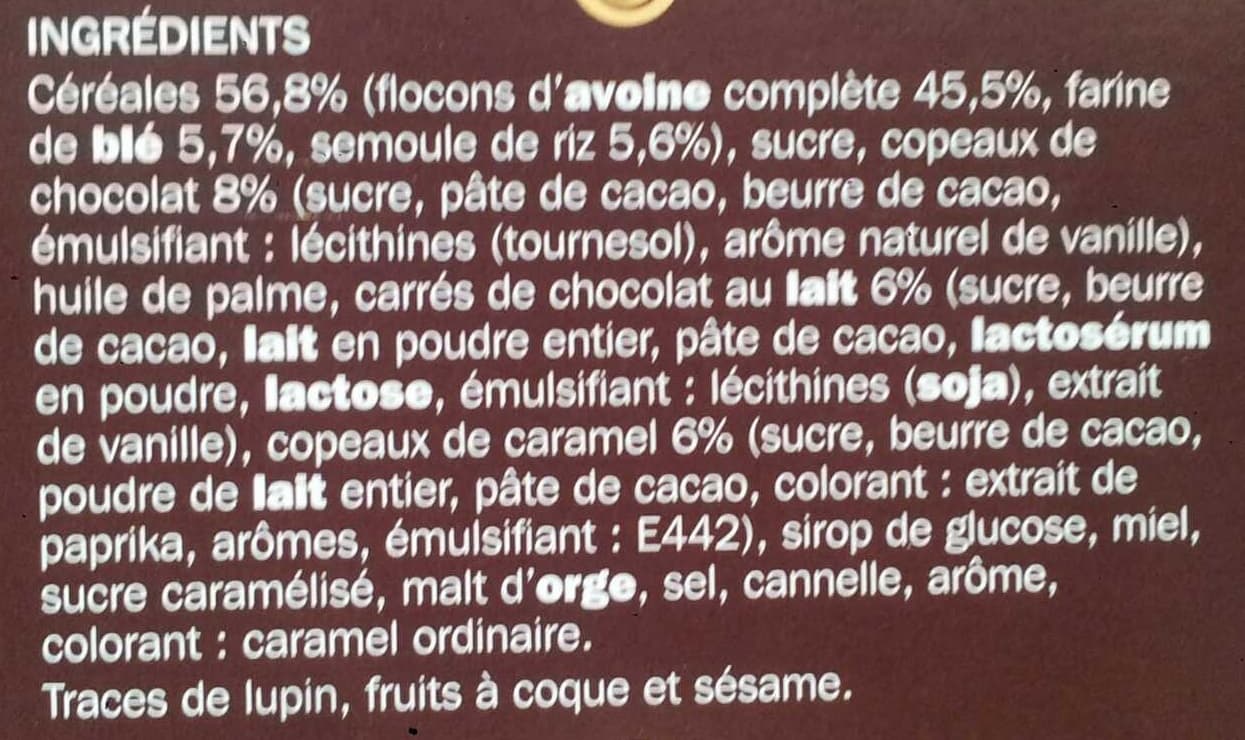 Marque Repère Muesli croustillant aux 2 chocolats et caramel packshot