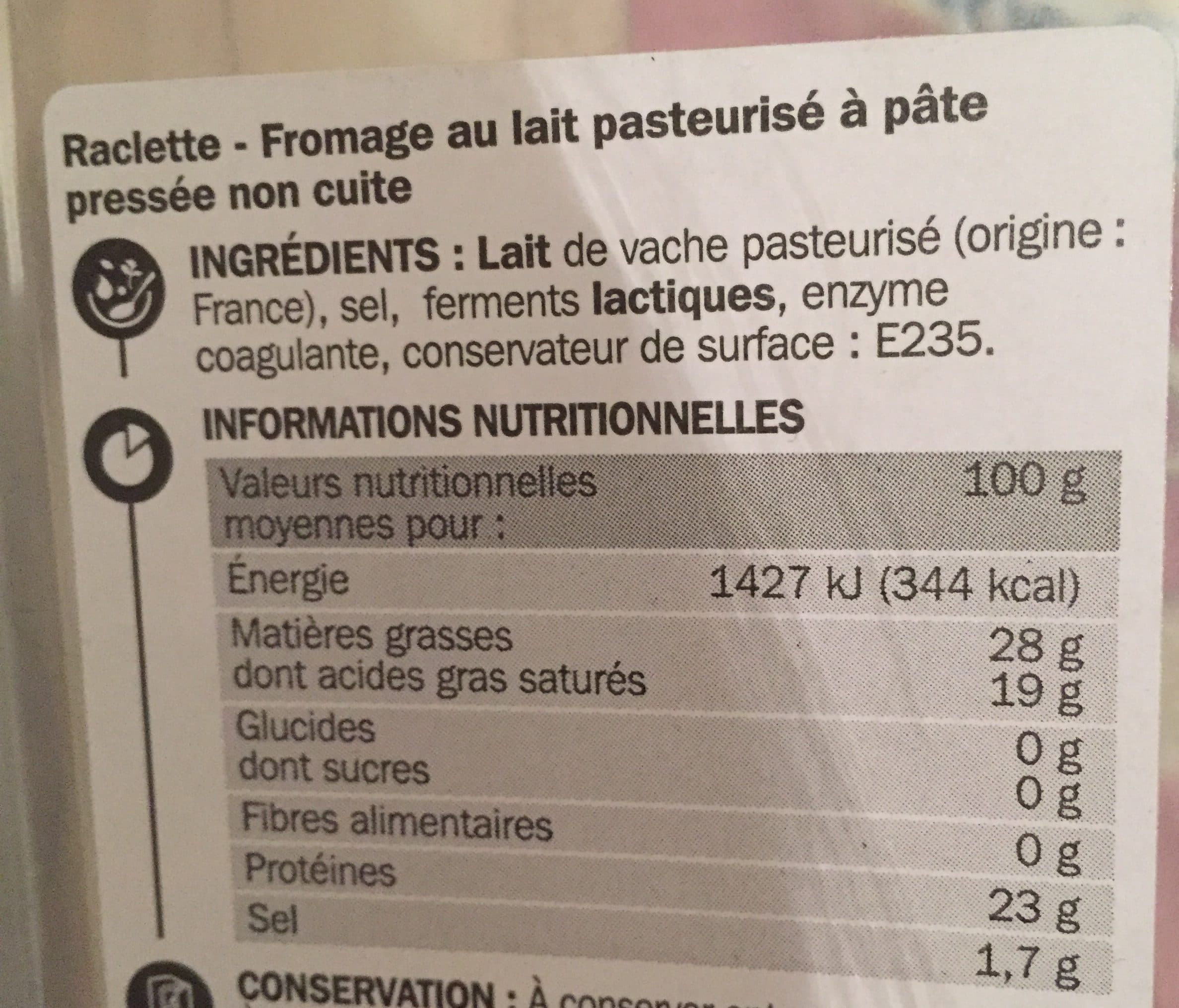 Marque Repère Raclette nature en tranches 28% Mat. Gr. packshot