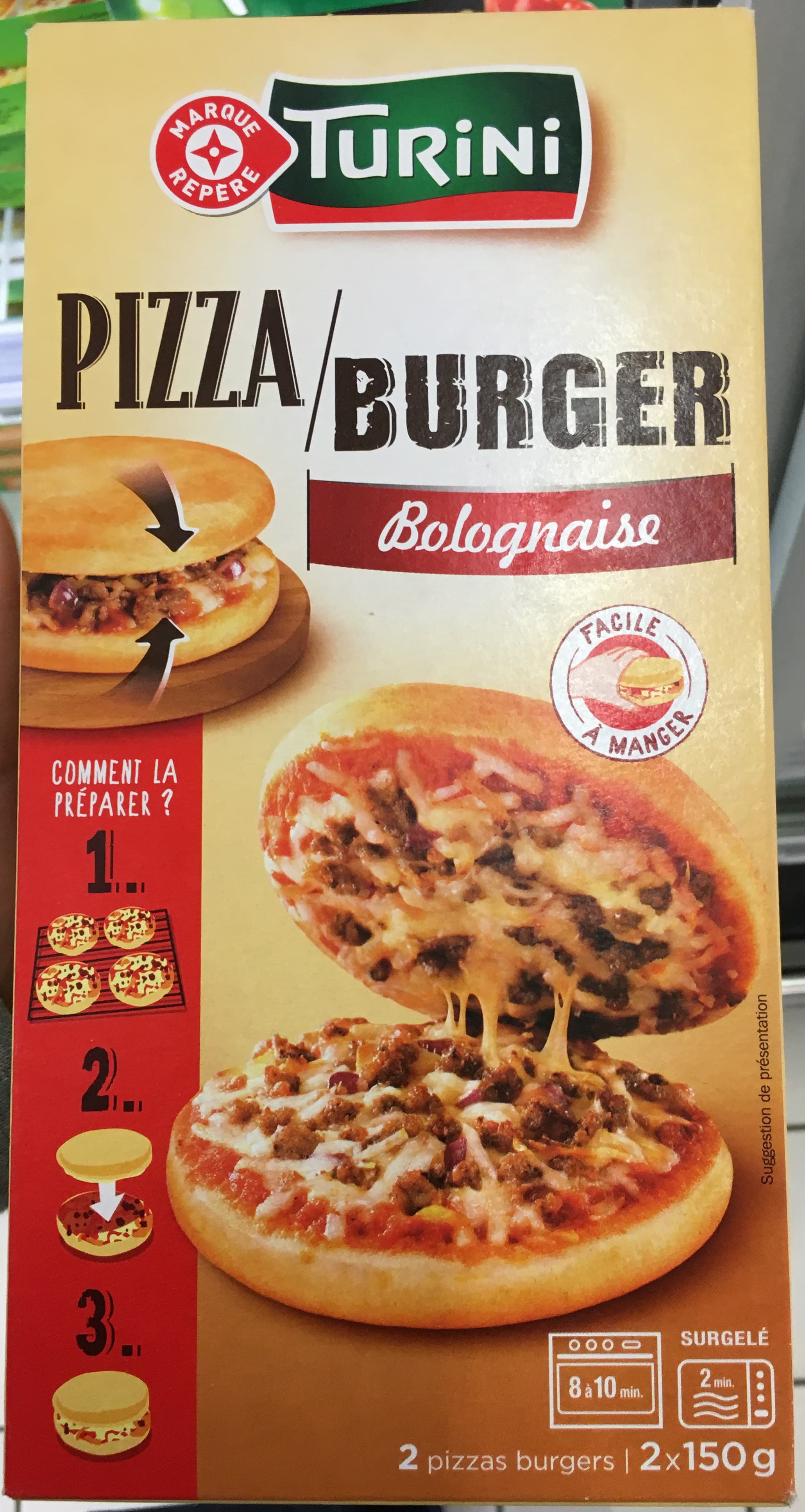 Marque Repère Pizza burger saveur bolognaise x 2 packshot