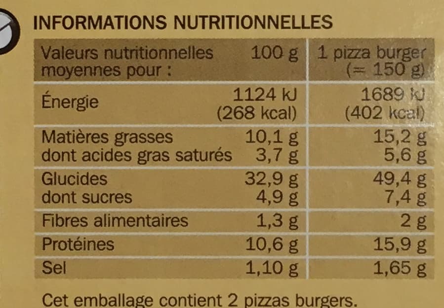 Marque Repère Pizza burger saveur bolognaise x 2 packshot