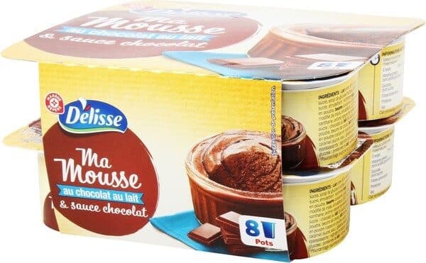 Délice Mousse au chocolat au lait et sauce chocolat x 8 packshot