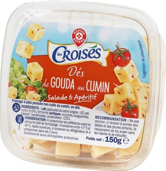 Marque Repère Dés de gouda au cumin 30% Mat. Gr. packshot