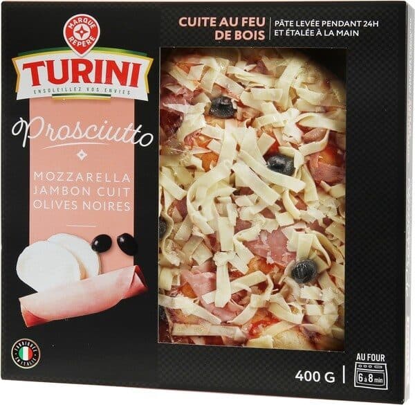 Marque Repère Turini - Prosciutto mozzarella jambon cuit olives noires packshot