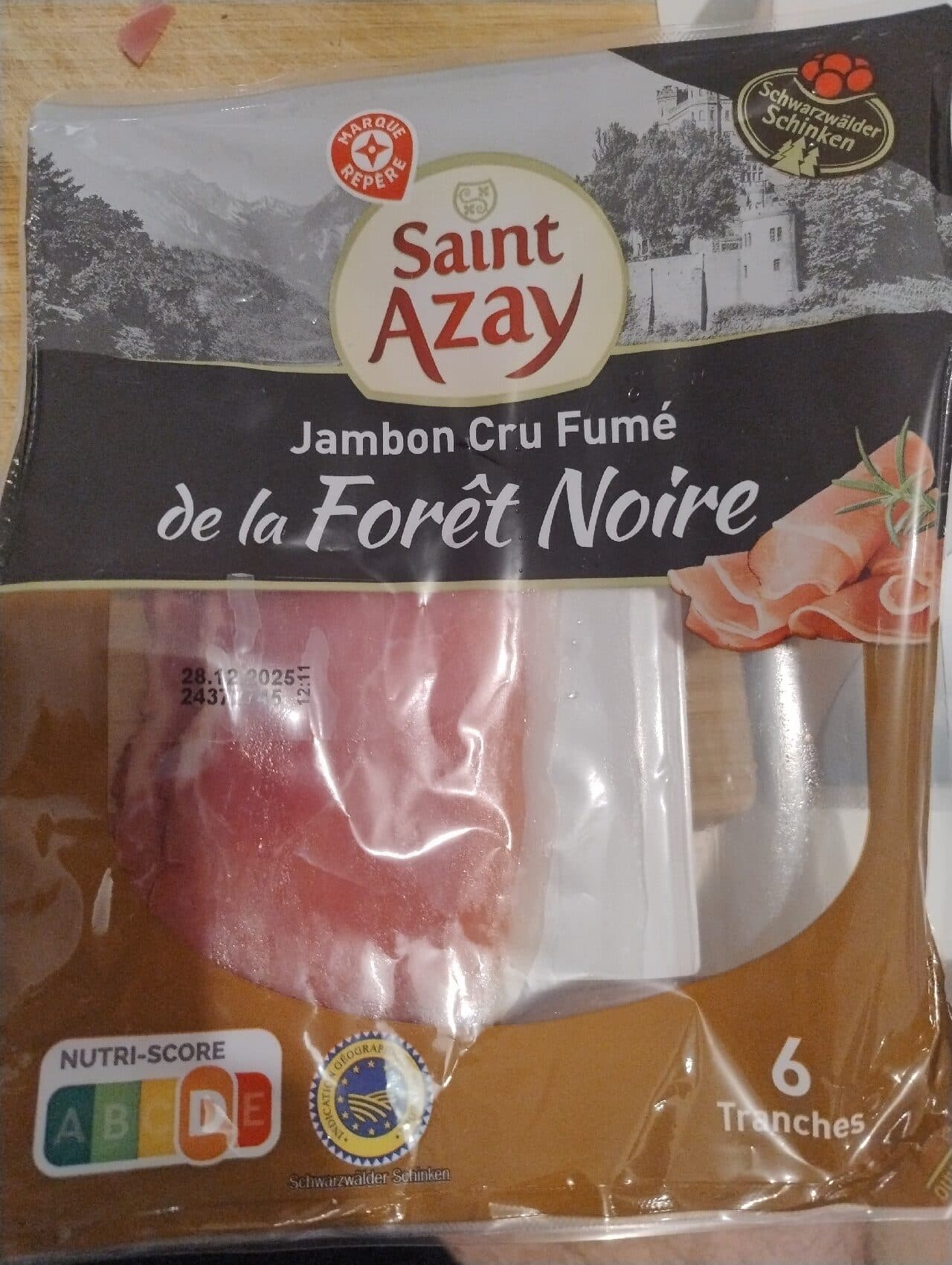 Marque Repère Jambon cru fumé de la Forêt Noire 6 tranches packshot