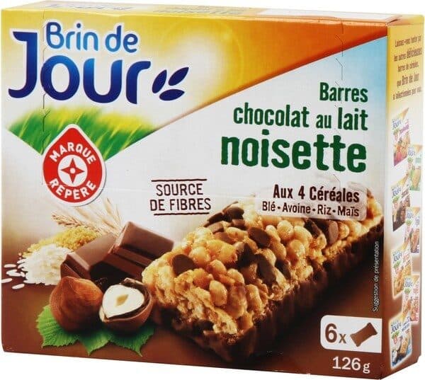 Marque Repère Barres céréales chocolat au lait noisette x 6 packshot