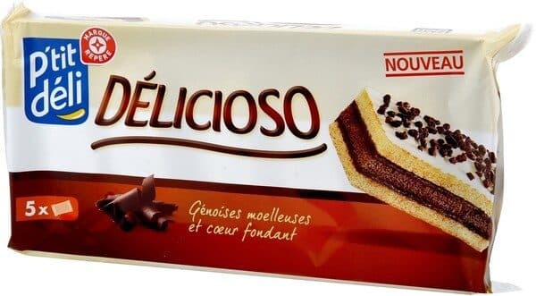 Marque Repère Génoises moelleuses fourrées chocolat Délicioso x 5 packshot