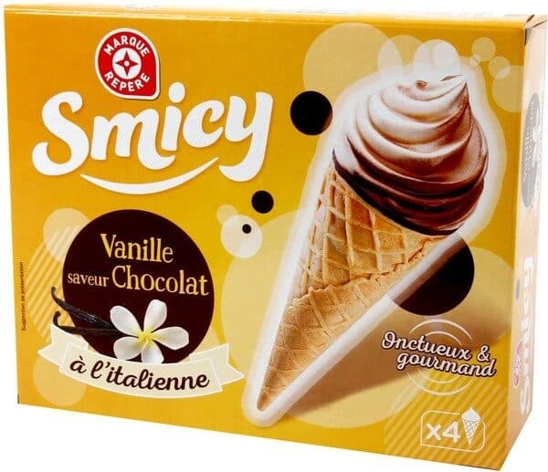 Marque Repère Cône à l'italienne vanille saveur chocolat x 4 packshot