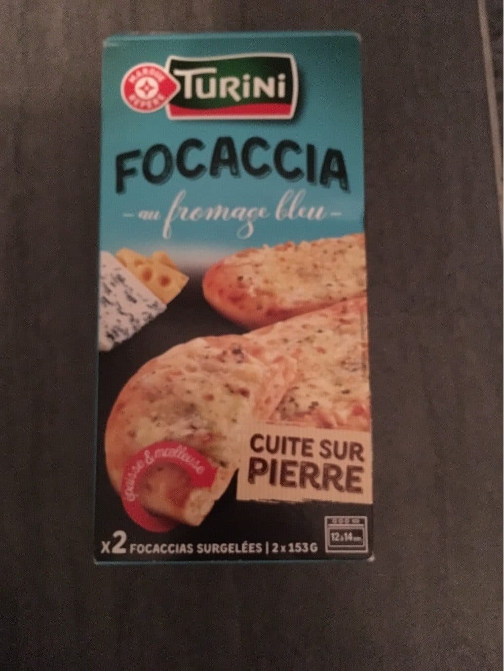 Marque Repère Focaccia au fromage bleu cuite sur pierre x 2 packshot