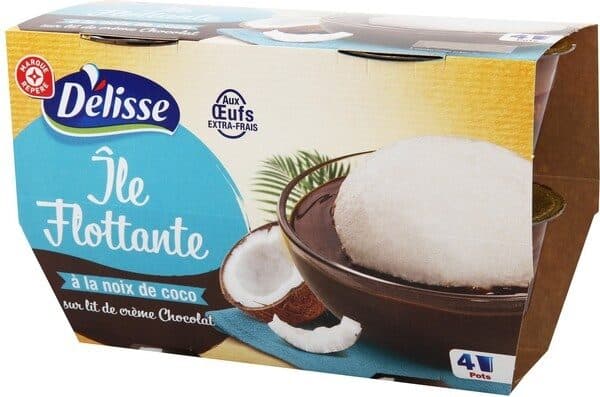 Délisse Iles flottantes à la noix de coco sur lit de crème chocolat packshot