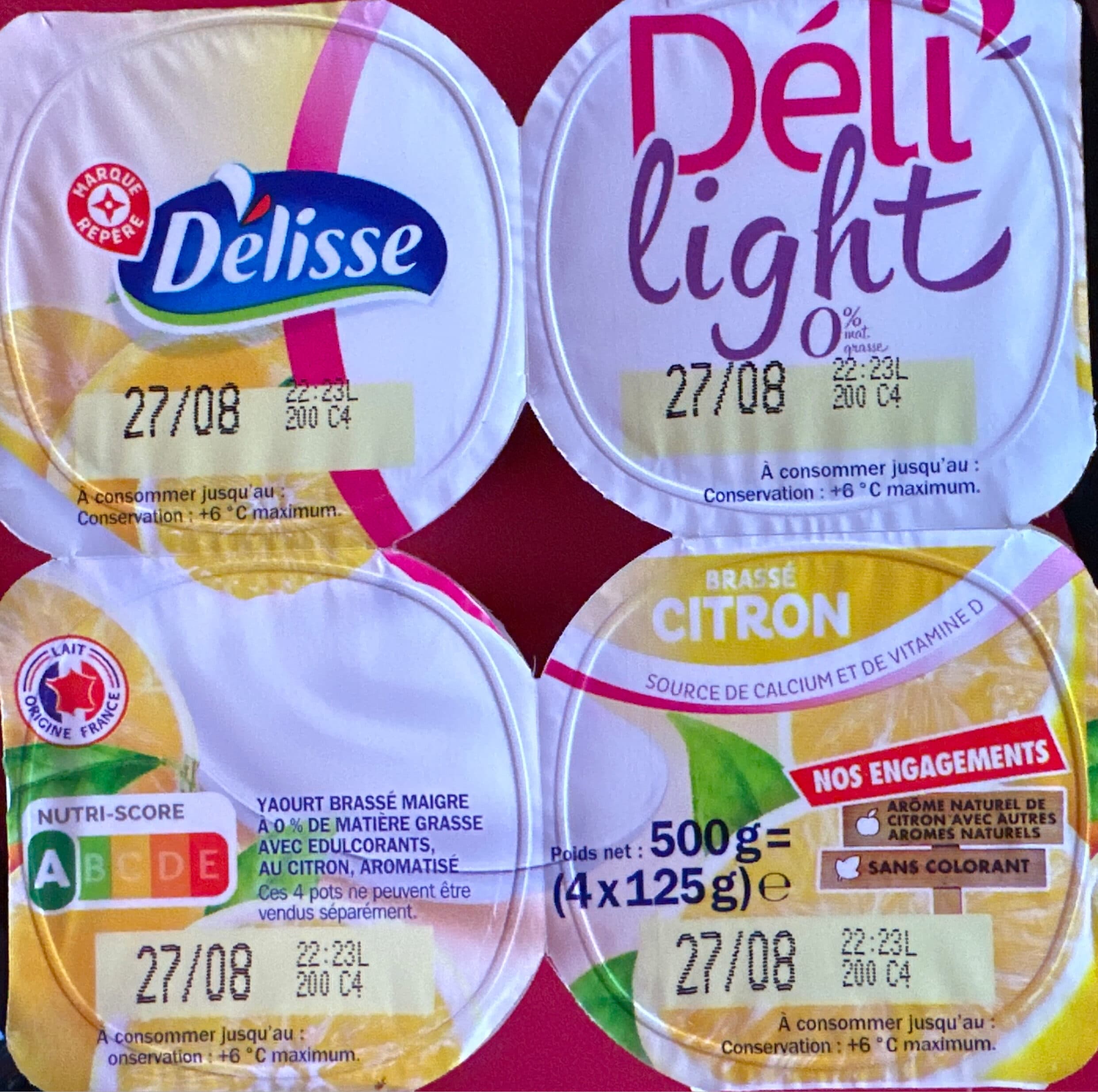 Délisse Yaourt Deli'light Delisse Citron, 0% mg packshot