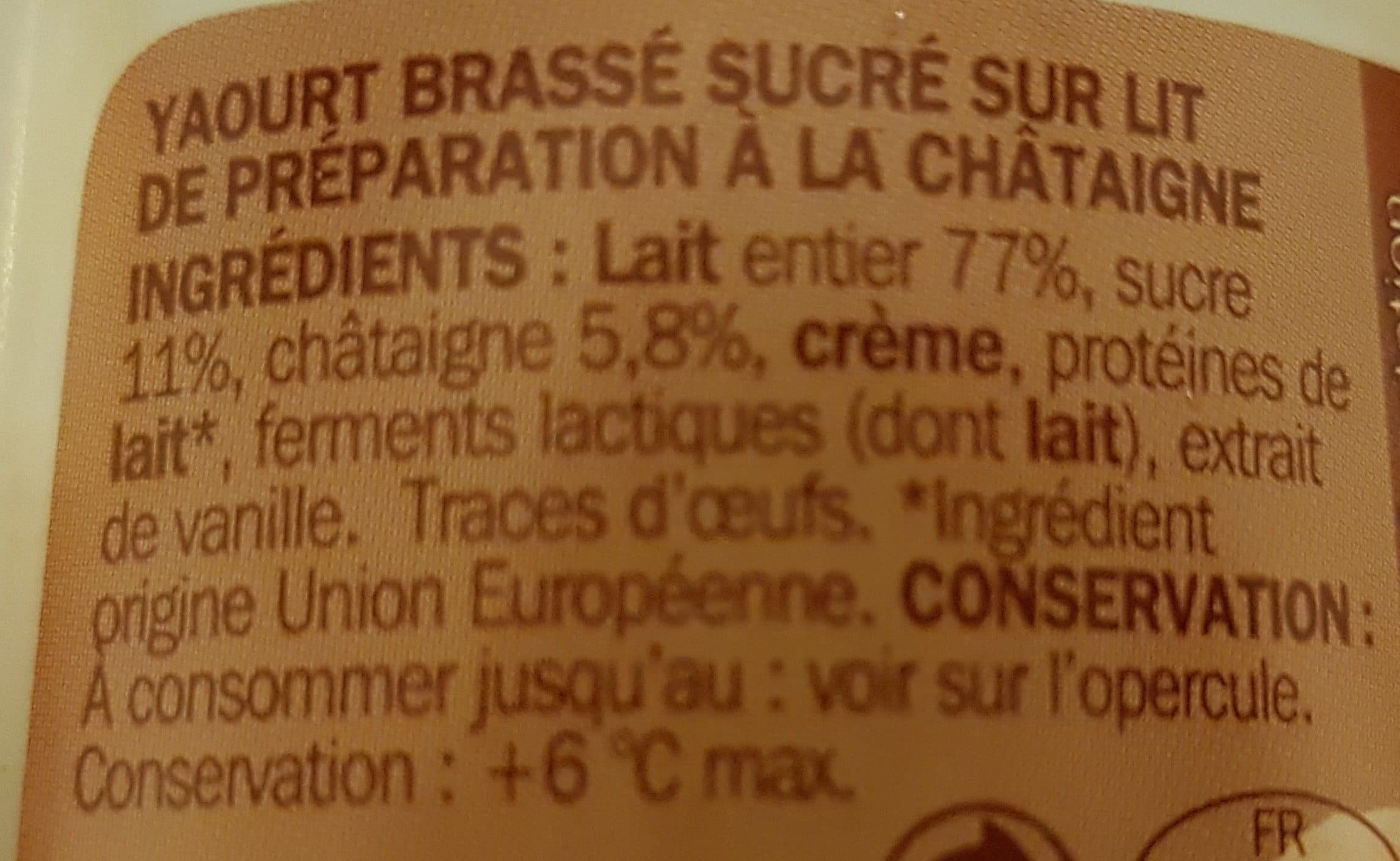 Délisse Yaourt gourmand au lait entier sur lit de châtaigne packshot