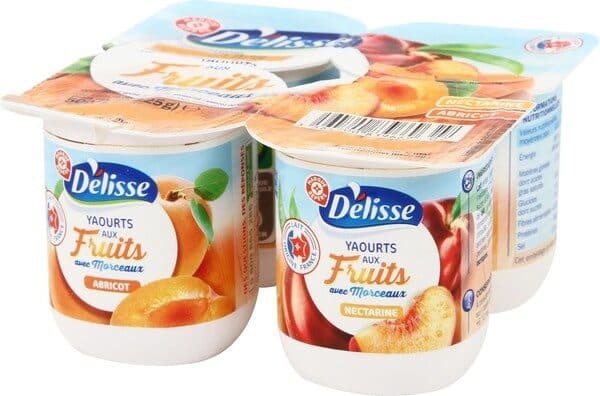 Délisse Yaourt aux fruits avec morceaux nectarine et abricot packshot