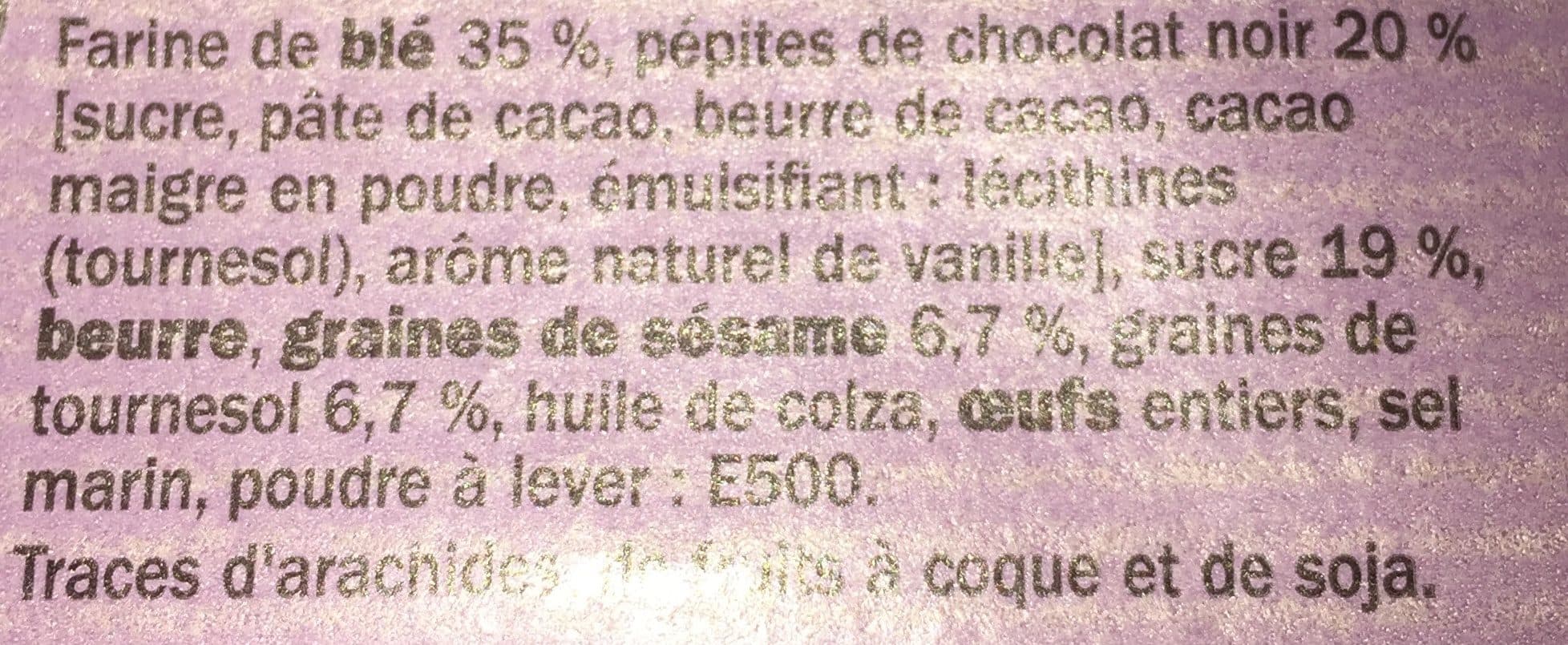 Marque Repère Biscuits aux graines et pépites de chocolat packshot