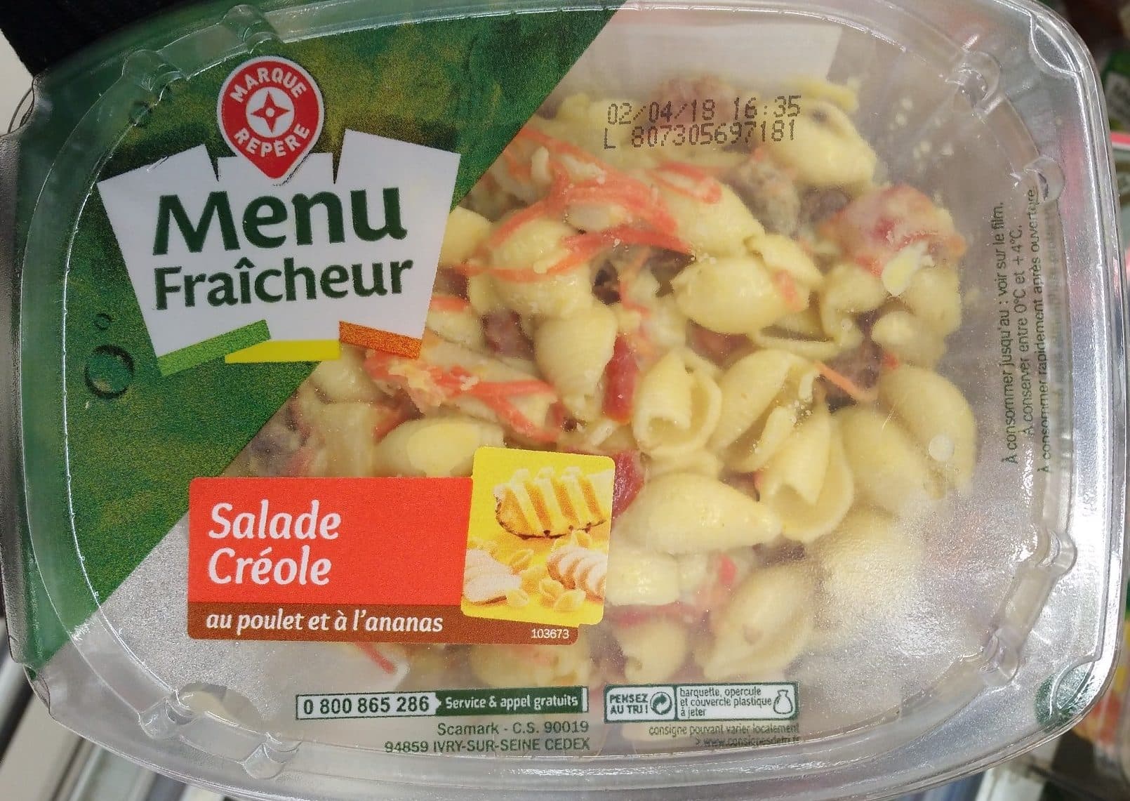 Marque Repère Salade créole au poulet et à l'ananas packshot