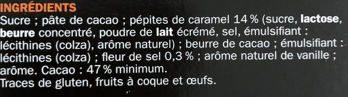 Marque Repère Chocolat noir Eclat de caramel et fleur de sel packshot