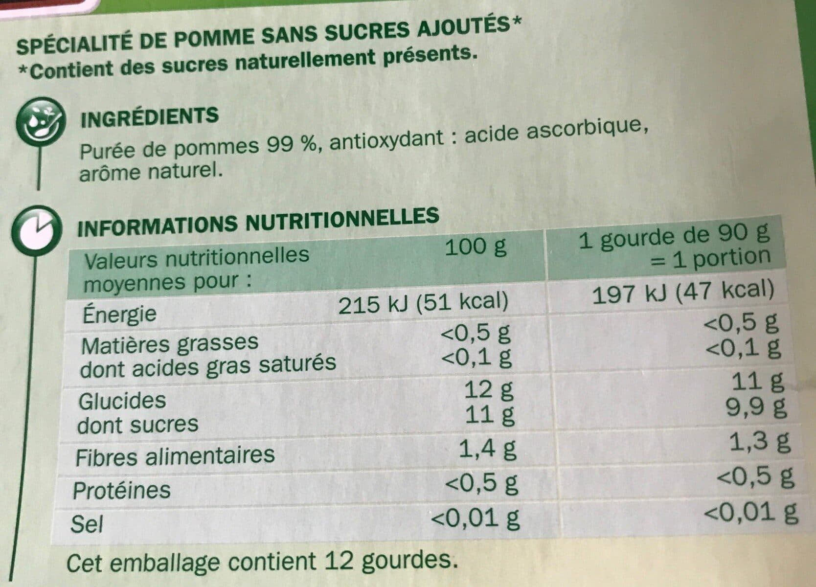 Marque Repère Spécialité de fruits pomme sans sucres ajoutés x 12 packshot