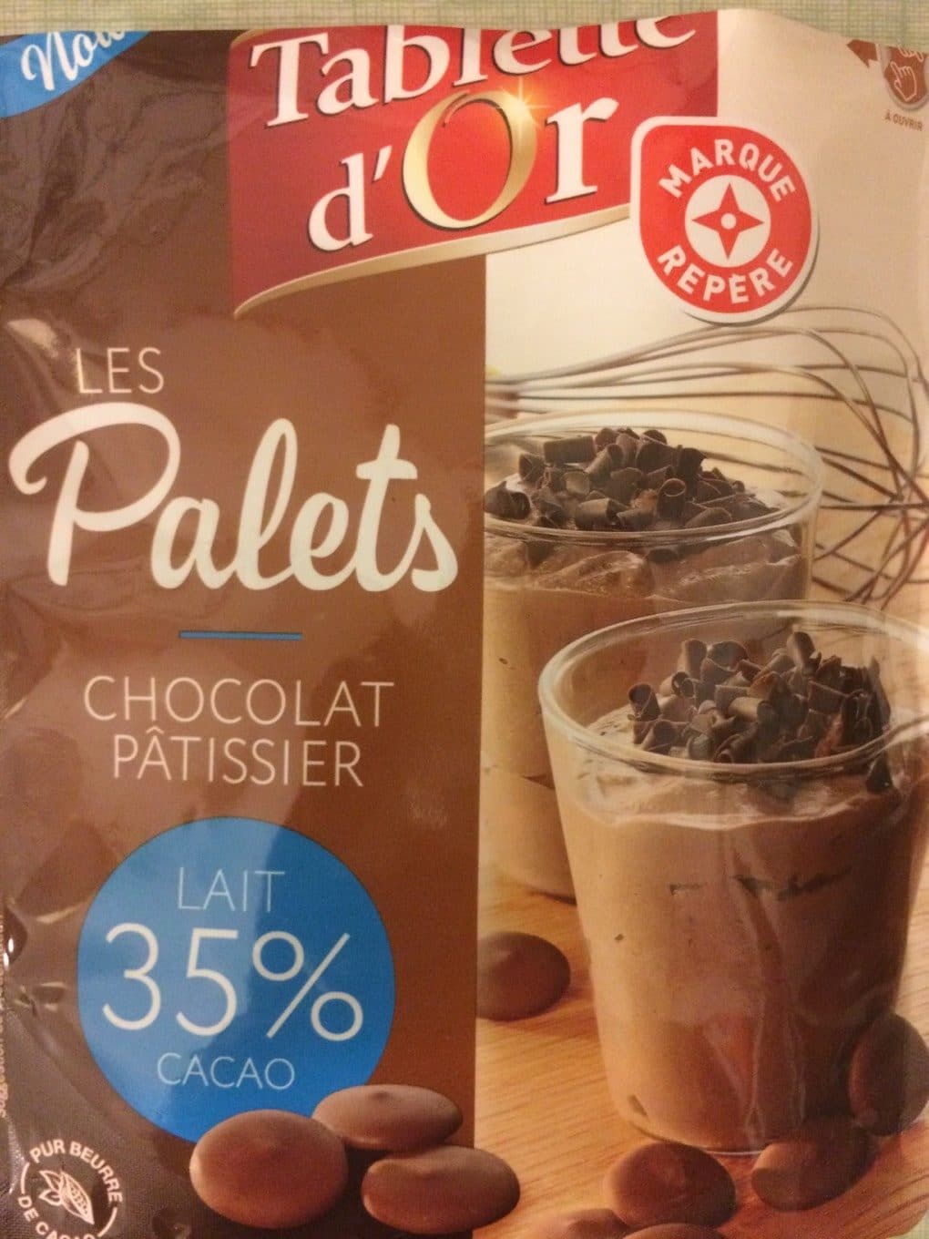 Marque Repère Palets pâtissier chocolat au lait 35% cacao packshot