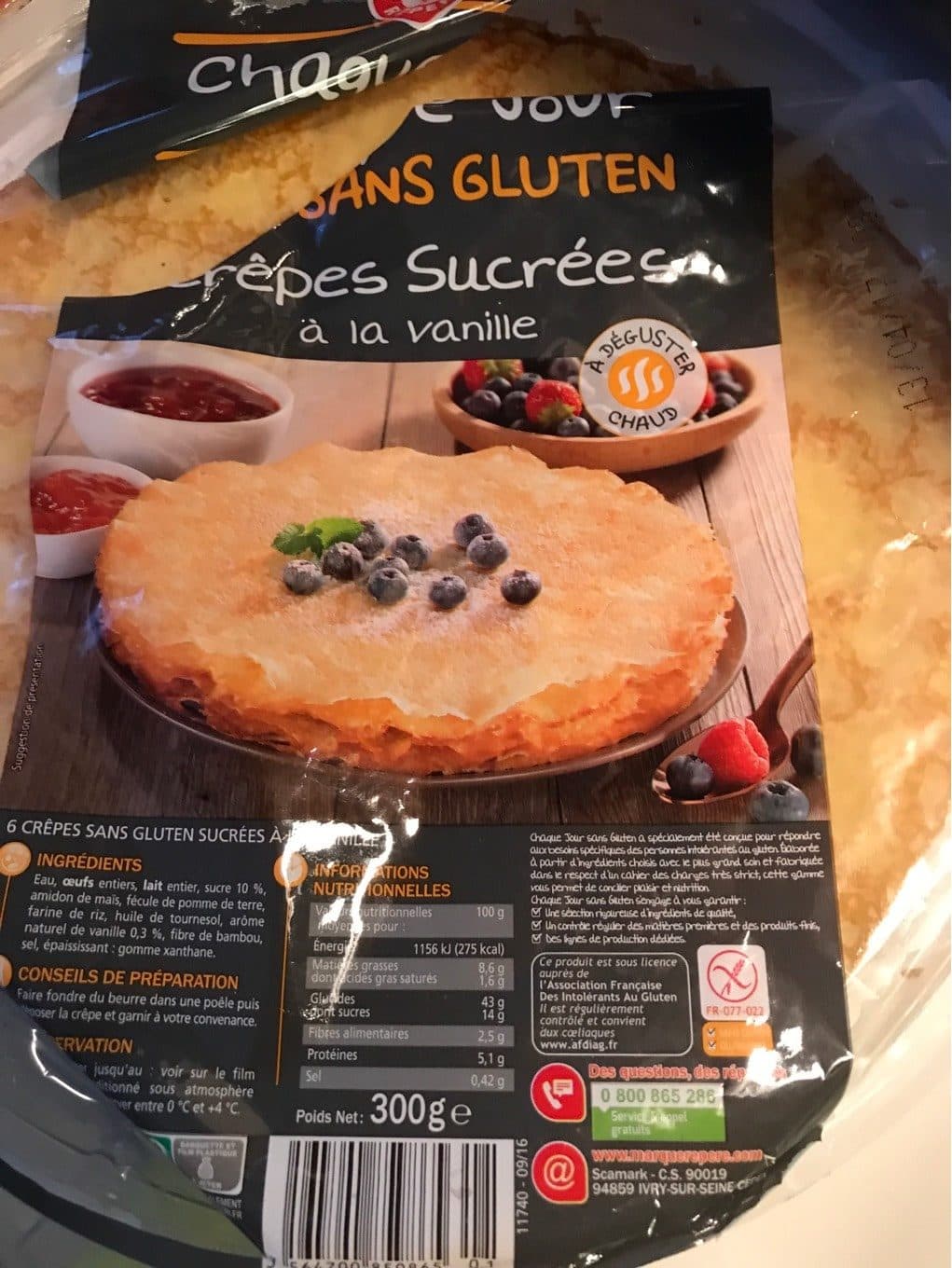 Chaque Jour Sans Gluten Crêpes sucrées à la vanille sans gluten x 6 packshot