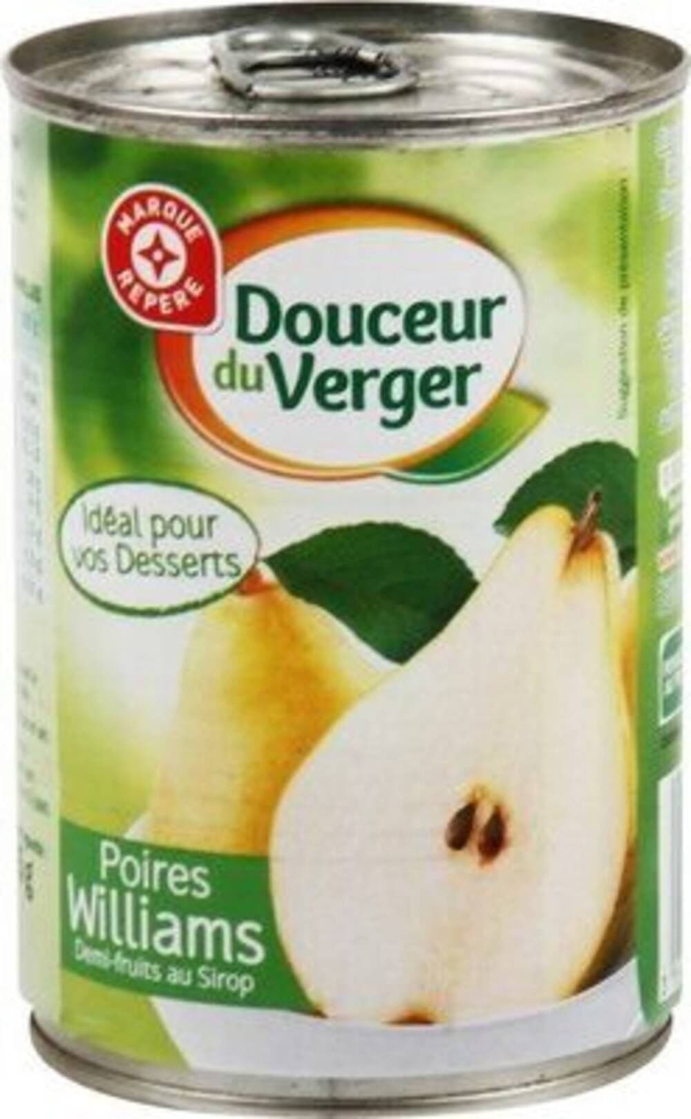 Marque Repère Poires williams demi-fruits au sirop packshot