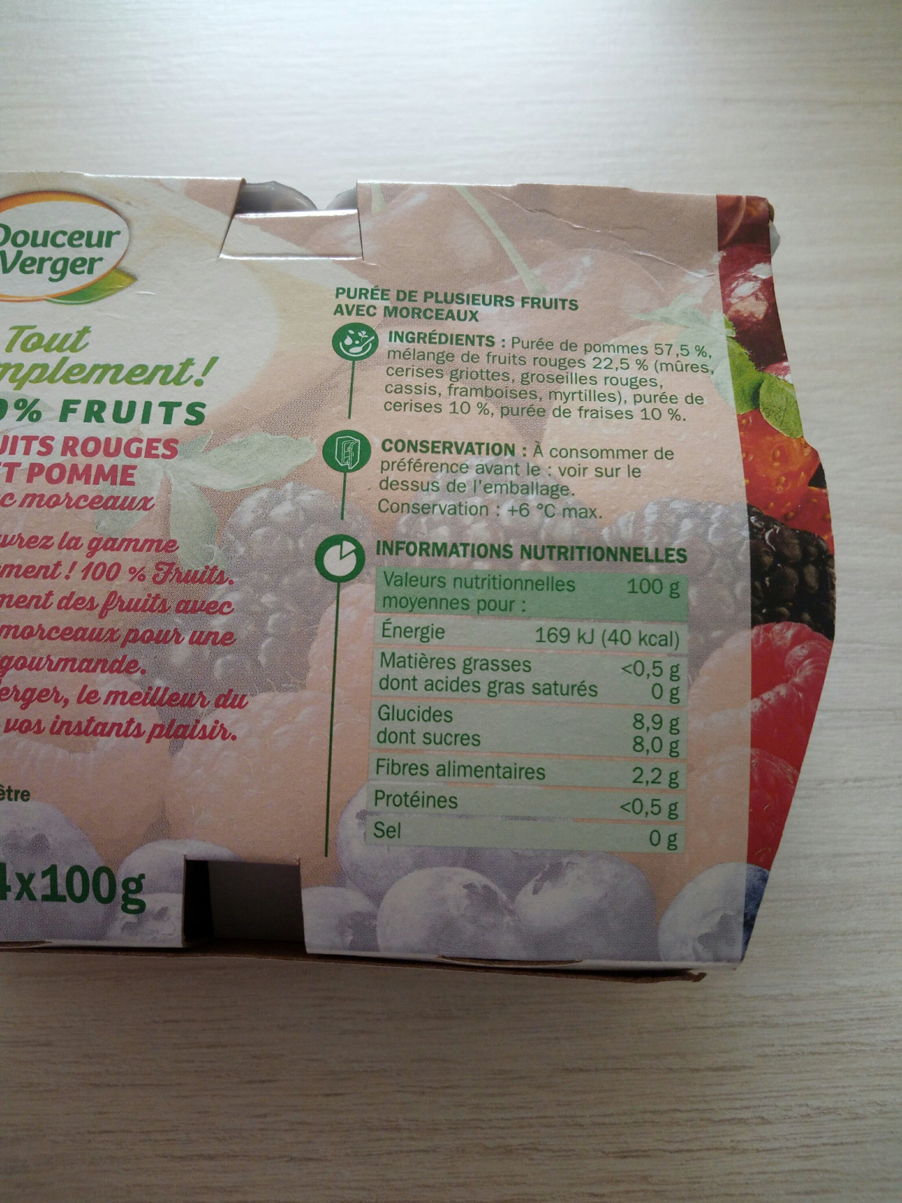 Marque Repère Spécialité de fruits avec morceaux fruits rouges et pomme packshot