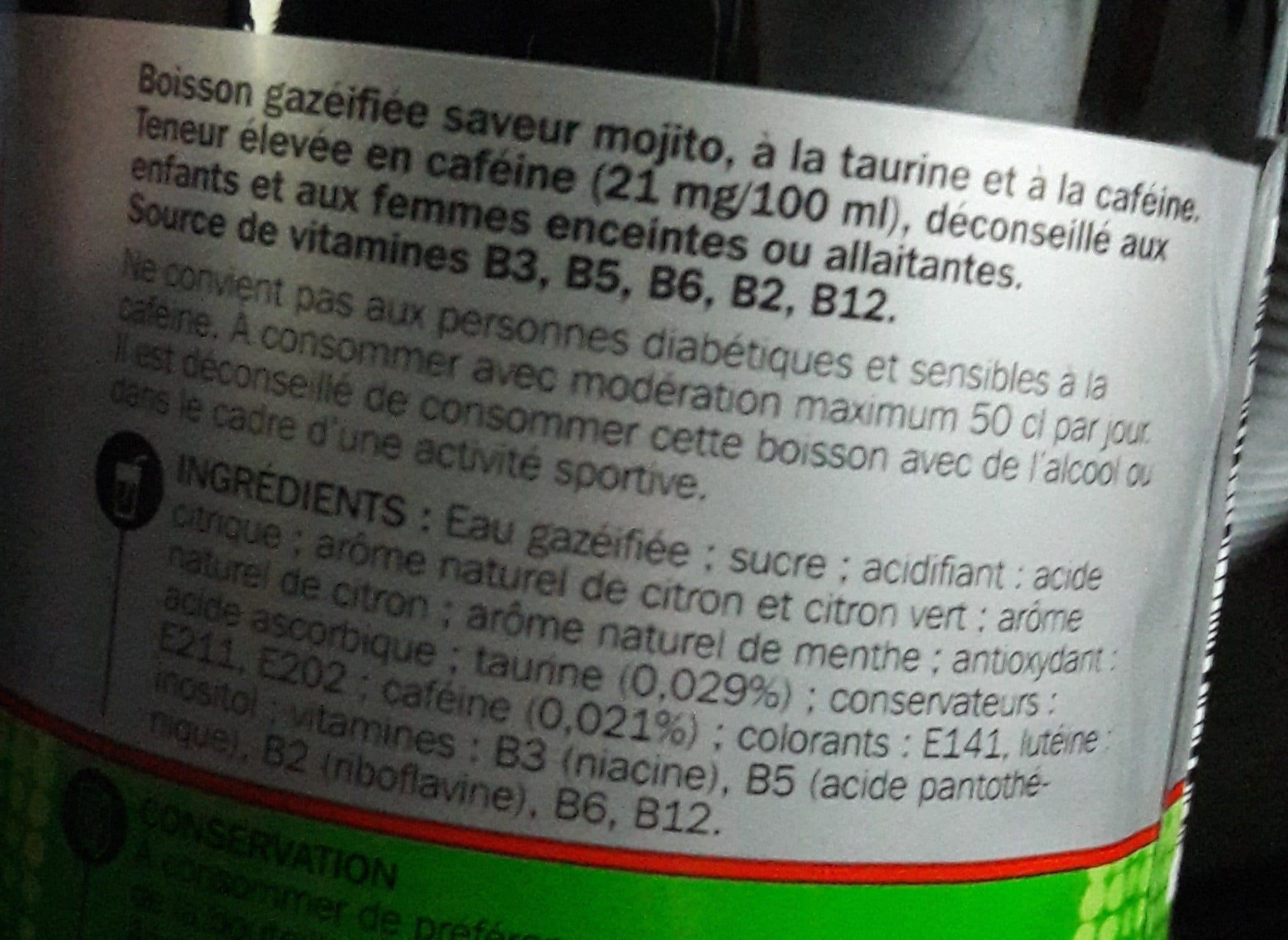 Marque Repère Boisson gazeuse énergisante saveur mojito packshot